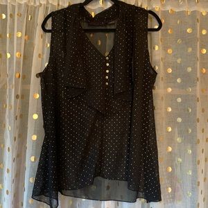 XL Women’s Sheer Black and Gold Polka Dot Top